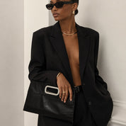 Black Full Snake Oversized Clutch