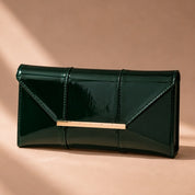 Emerald Luxe Patent Envelope Clutch