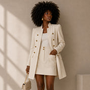 Women’s White 2 Piece Skirt Suit Top Medium Skirt Small