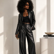 Black Leather Blazer Jacket Size Small