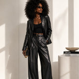 Black Leather Blazer Jacket Size Small