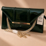 Emerald Luxe Patent Envelope Clutch