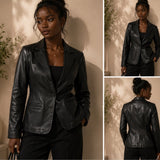 Midnight Luxe Faux Leather Jacket Size Small