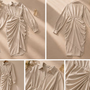 Nude Elegance Ruched Midi Dress Size Small