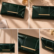 Emerald Luxe Patent Envelope Clutch